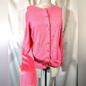 Charter Club Cardigan Sweater, Woman BttnUp, Long Sleeve,  Lghtwght, Knit,Pink M